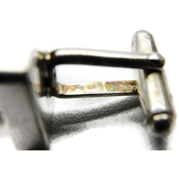 925 Sterling Silver Bisazza Yellow Marble Design Square Cufflinks Vintage - Picture 4 of 9